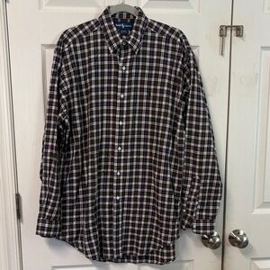 Ralph Lauren navy and hunter  green with White Plaid Men's Shirt